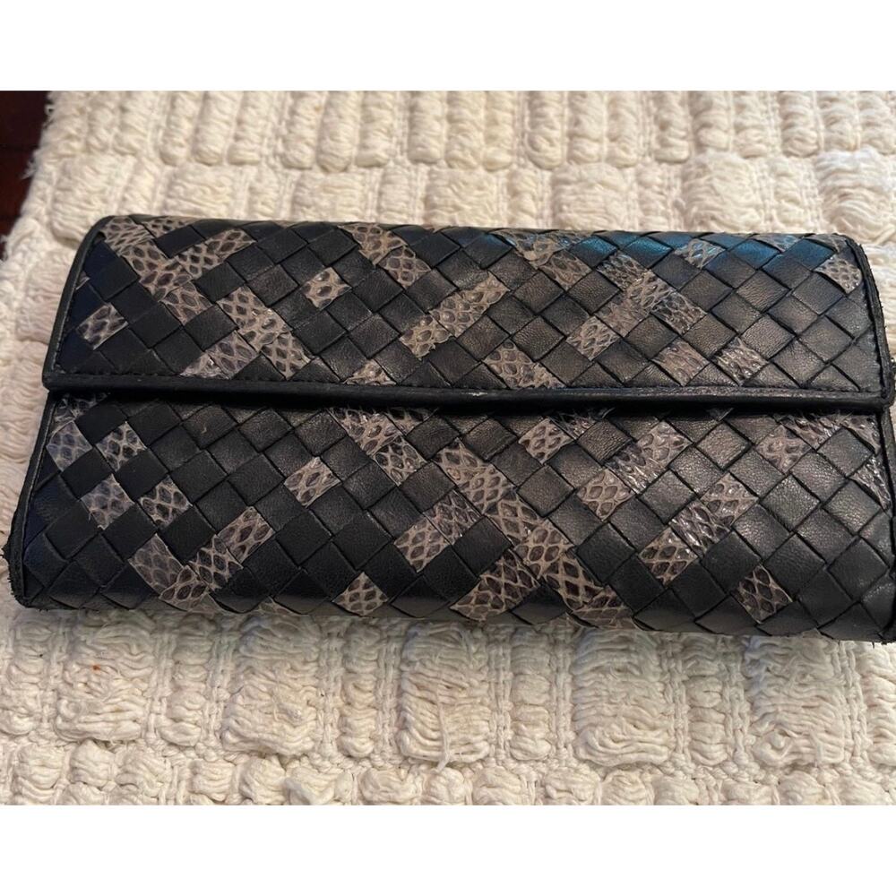 Bottega Veneta Python Print Weaved Wallet - image 1